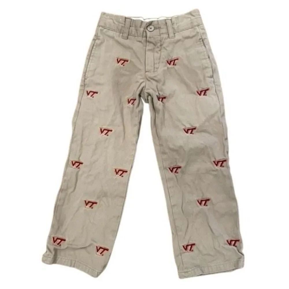 Pennington & Bailes Kids Virginia Tech Hokies Stadium Pant 2 Khaki Embroidered